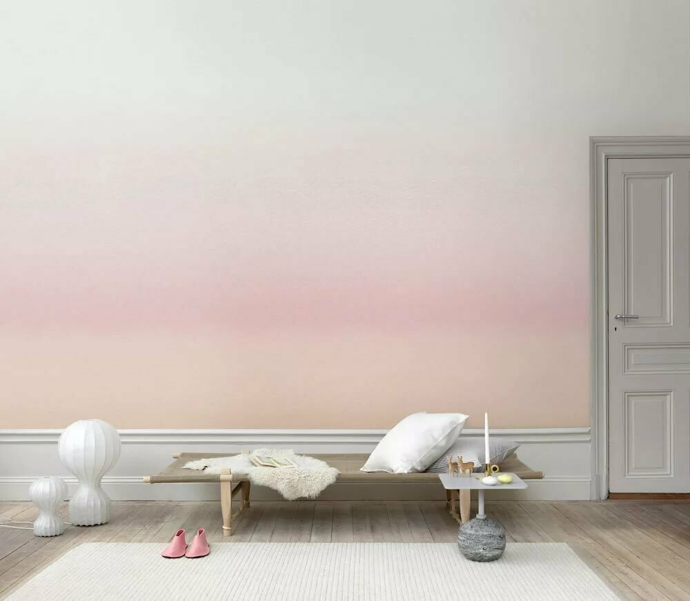 Malování stěn obývacího pokoje barevným přechodem