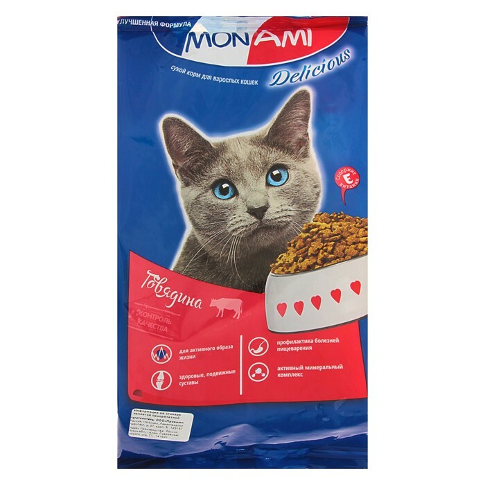 MonAmi suha hrana za mačke z govejim mesom, 400 g