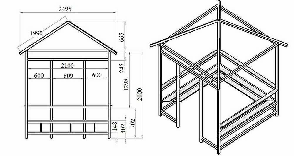 Drawing of a small gazebo from a metal profile