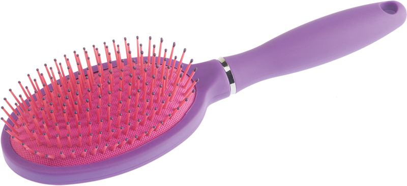 Berry massageborstel met nylon pin, ovaal, paars met roze