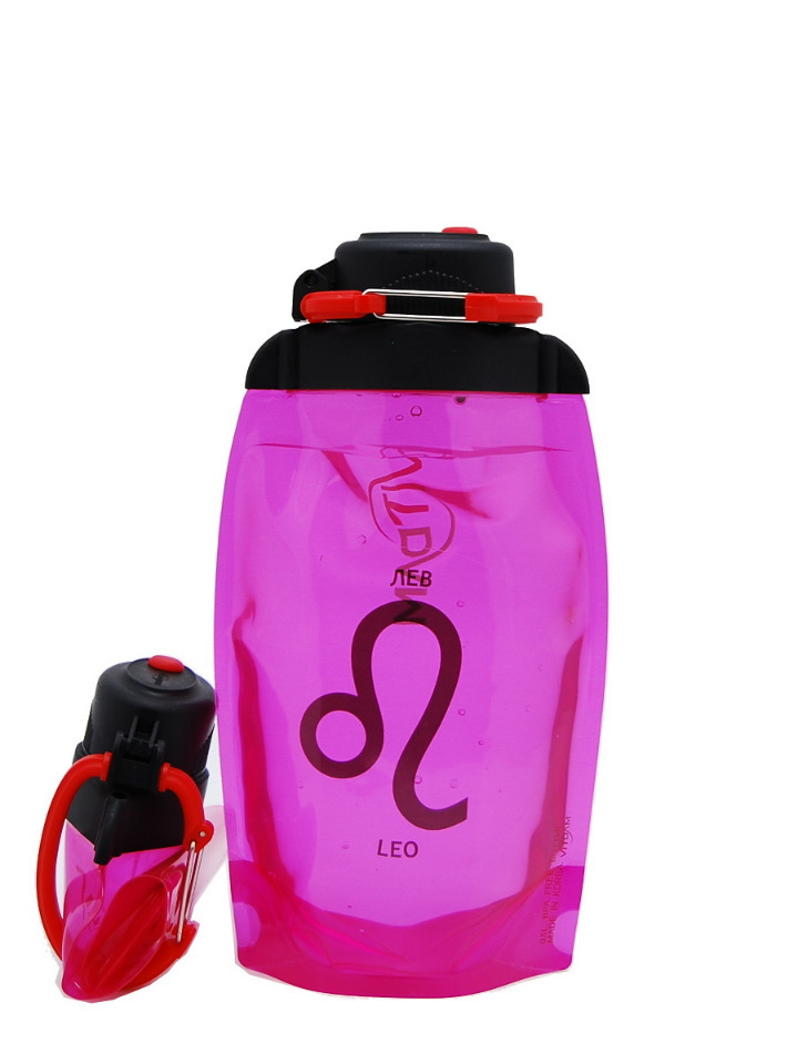 Faltbare Öko-Flasche VITDAM, pink, Volumen 500 ml (Artikel B050PIS-1202) Zeichnung LEO / LEV