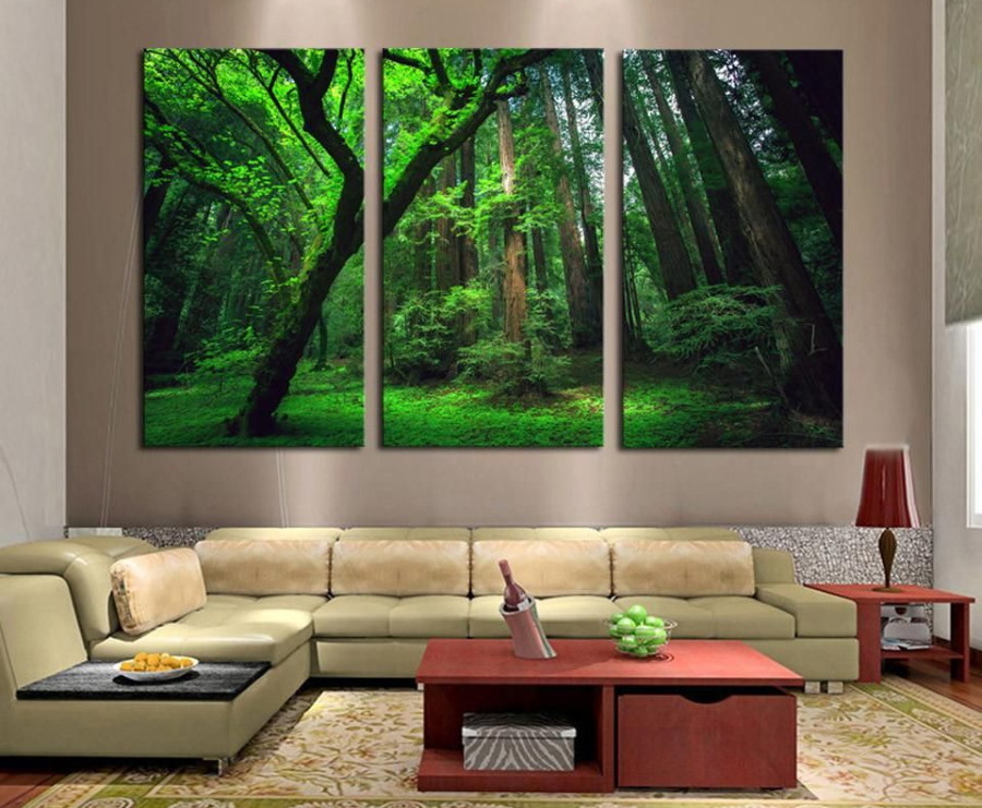Grandes pinturas florestais modulares