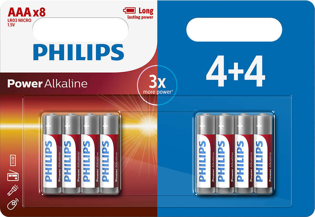Baterija „Philips“ LR03P8BP / 10 AAA Maitinimas 8 vnt