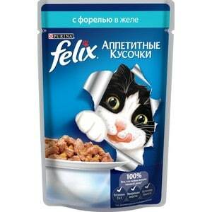 Aranhas Felix Pedaços deliciosos com truta em geleia para gatos 85g (12318914)