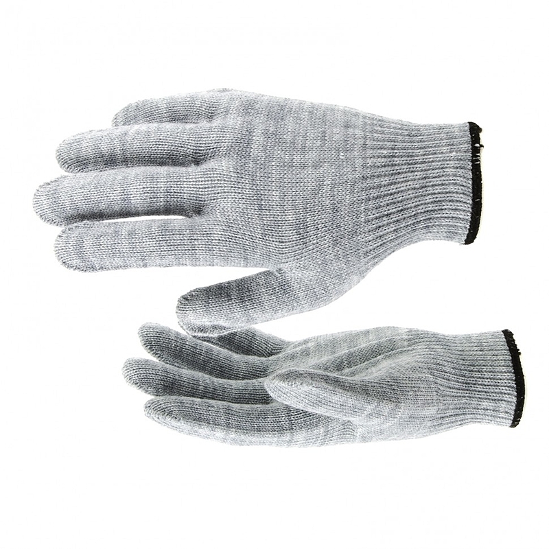 Knitted gloves, acrylic, gray cloud, overlock Russia Sibrtech