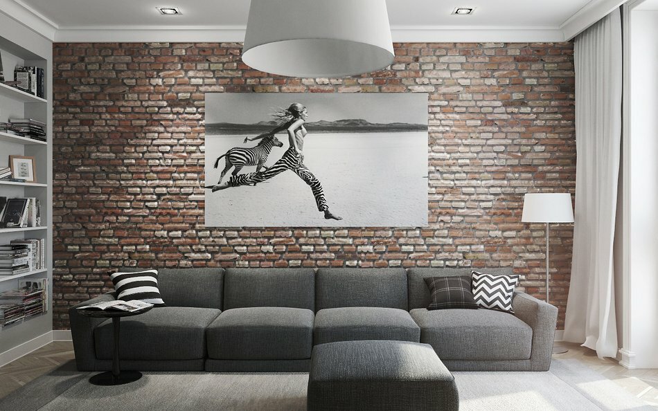 Painting in the interior of a loft-style hall