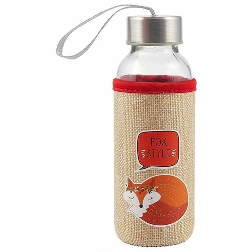 Flaska i ett fodral jute Fox Fox -stil (glas) (300 ml)