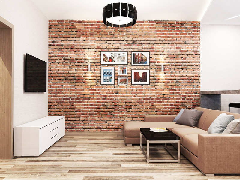 Sådan kan du hurtigt og billigt gengive loftsstilen ved hjælp af murstenslignende tapet i interiøret