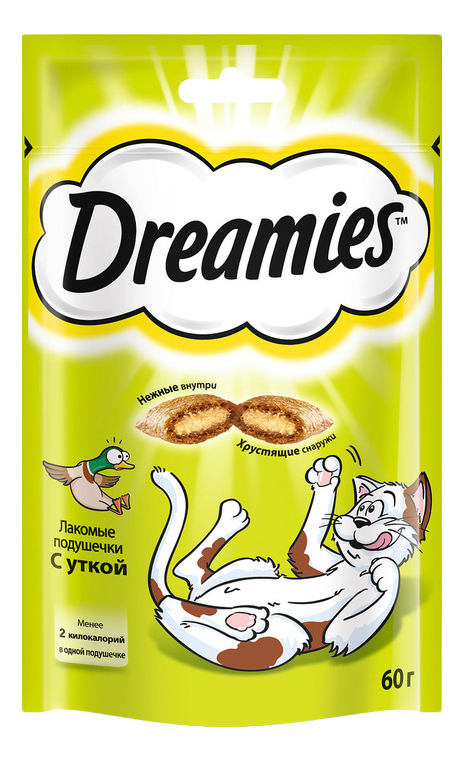 Dulce Dreamies para gatos adultos con pato, 6 piezas de 60 g cada una