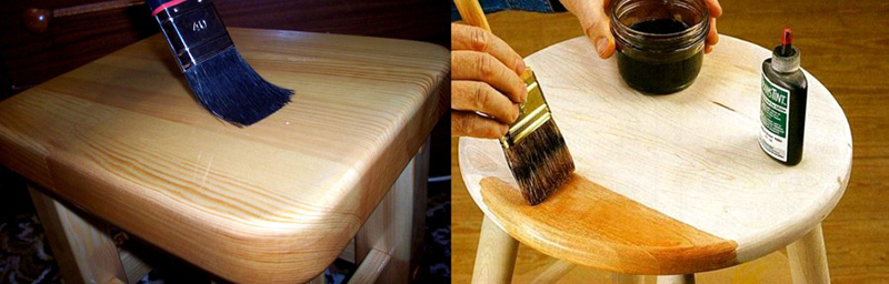 Decorating the stool with varnish
