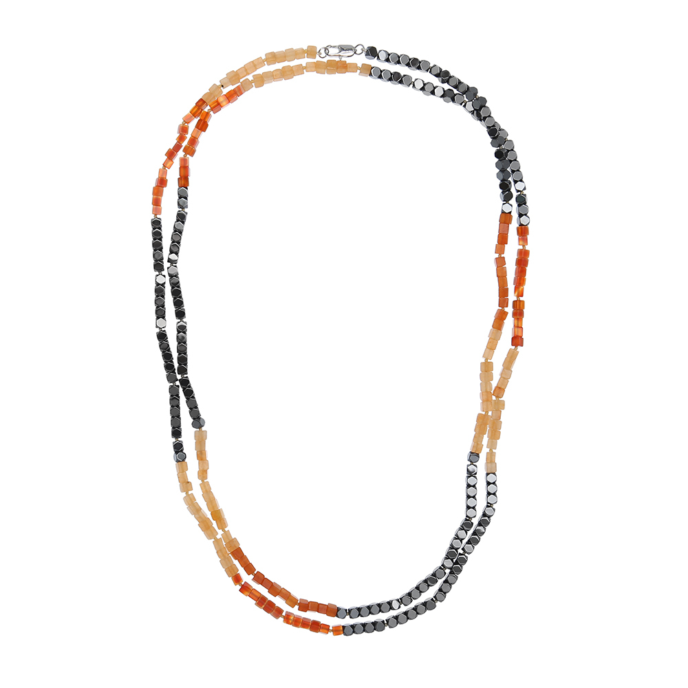Beads for women My-bijou 303-1083 orange / beige / gray