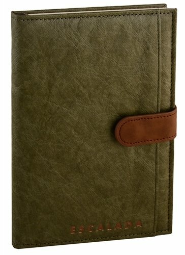 Notebook A5 96L Papel sintético verde, capa dura com espuma de borracha