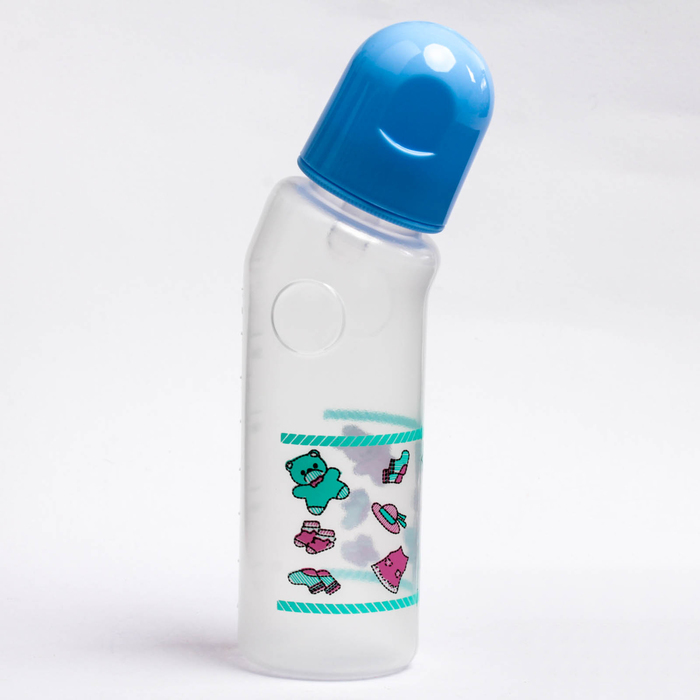Zakřivená kojenecká láhev, 250 ml, od 0 měsíců, barva modrá