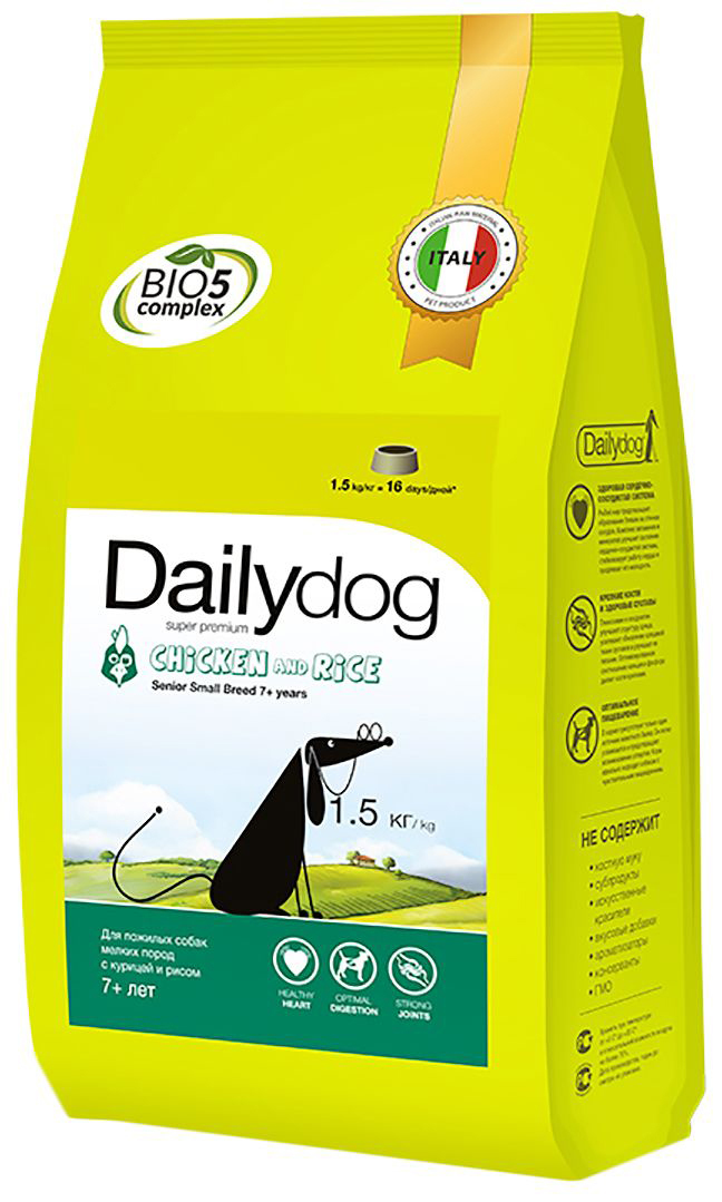 Dry dog ​​food dailydog senior small breed for seniors chicken and rice 15kg: prices from 675 ₽ buy inexpensively in the online store