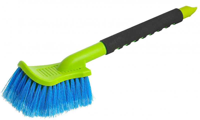 A mini PVC broom with soft bristles is a good option for small areas
