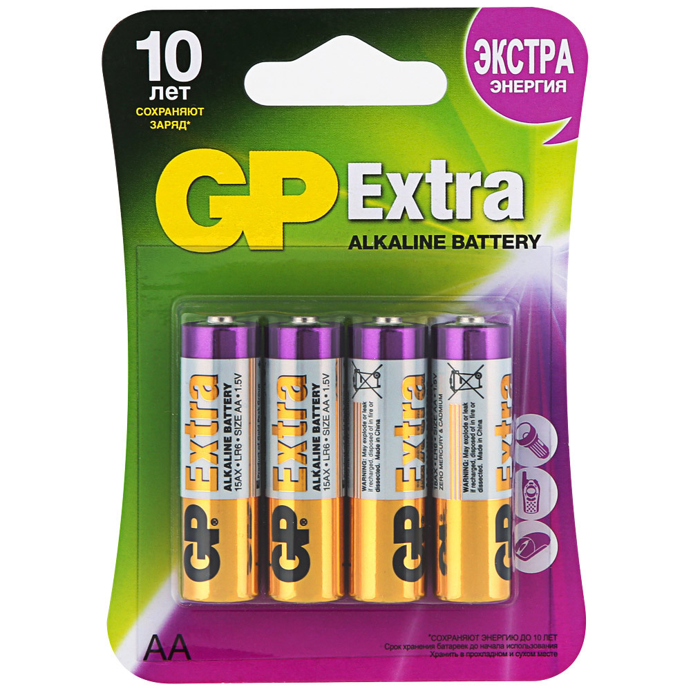 Šarminė baterija GP Baterijos 15AX-2CR4 Extra AA 1,5 V 4vnt