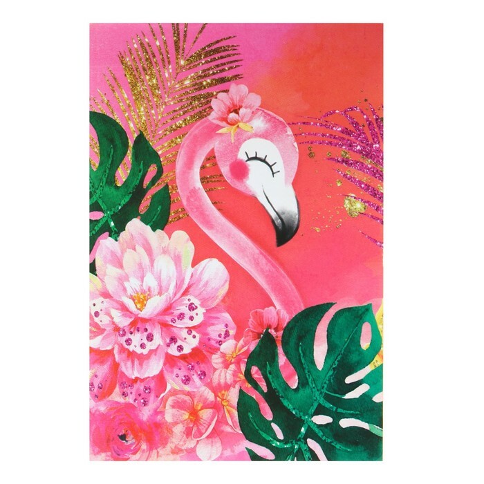 Notizblock A6, 24 Blatt auf Büroklammer Calligrata " Flamingo - 1", Kartonumschlag