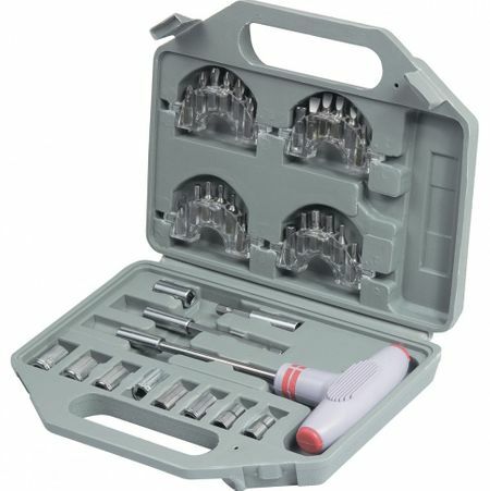 Screwdriver with T-shaped ergonomic handle and a set of bits, 36 pcs., CrV, in layer boxing MTX