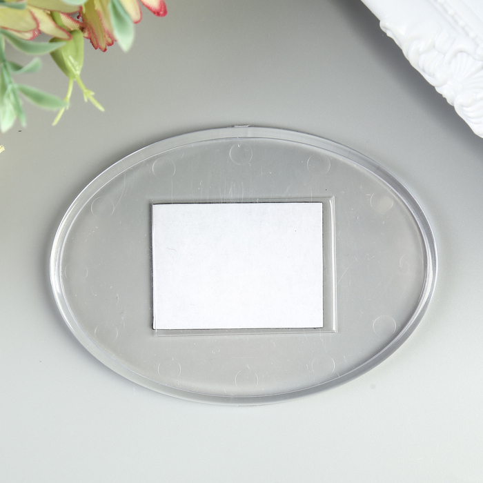 Blanko Acrylmagnet 85x60 mm oval transparent (3er Set + Tasche)
