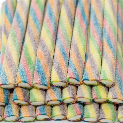 Gummies kauwsticks Tornado 6 kleuren suiker. Fin 100 gr.
