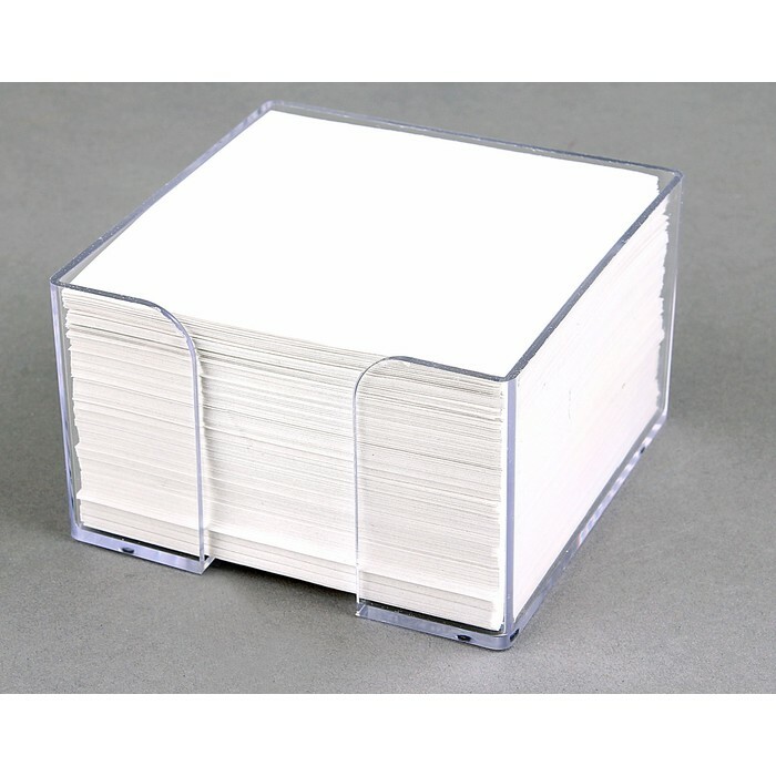 Blok briefpapier in een plastic doos 8 * 8 * 5cm wit \