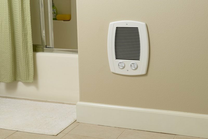 Calentador incorporado en la pared del baño.