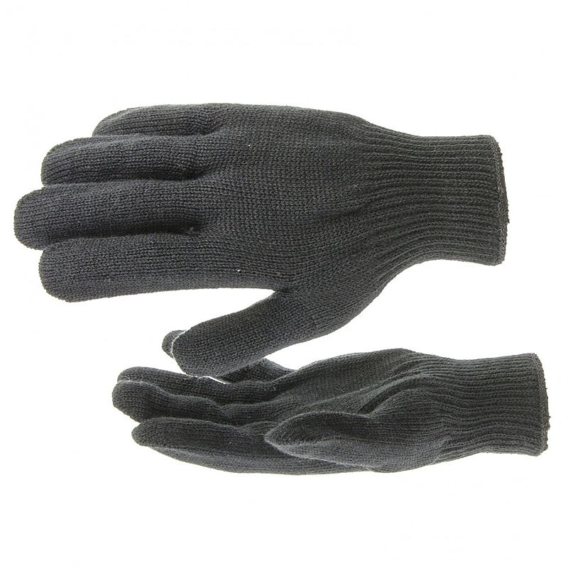 Knitted gloves, acrylic, black, overlock Russia Sibrtech
