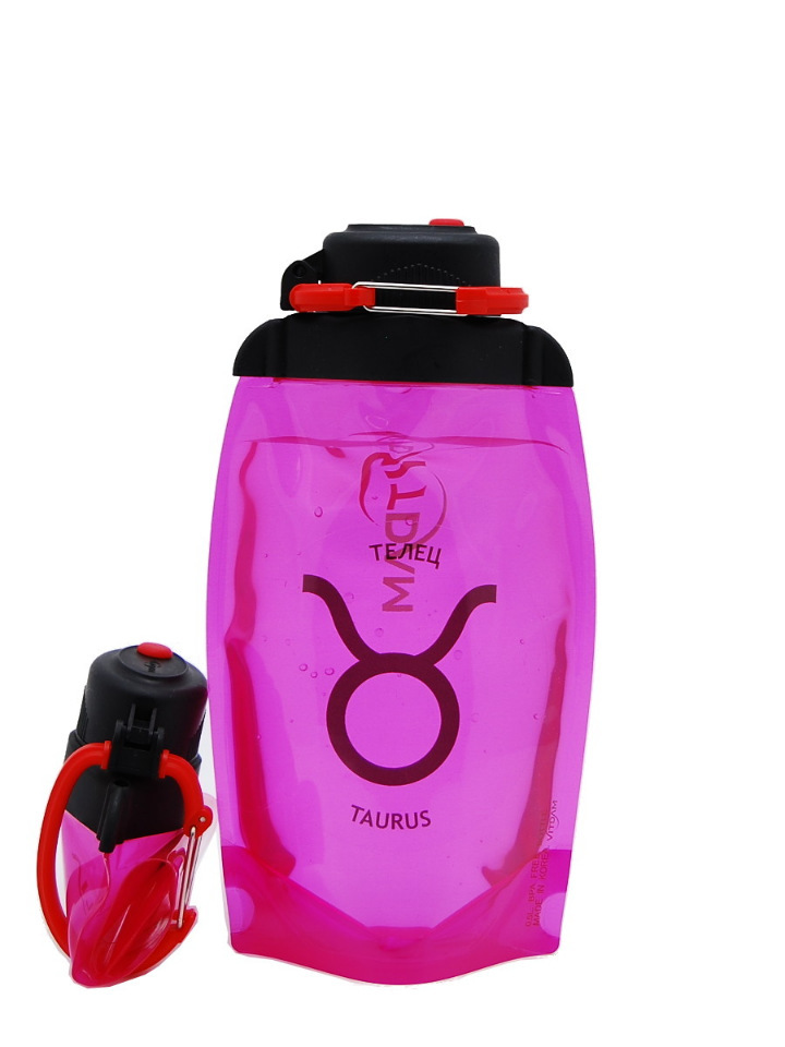 Bottiglia ecologica pieghevole Vitdam, rosa, 500 ml, Taurus / Taurus