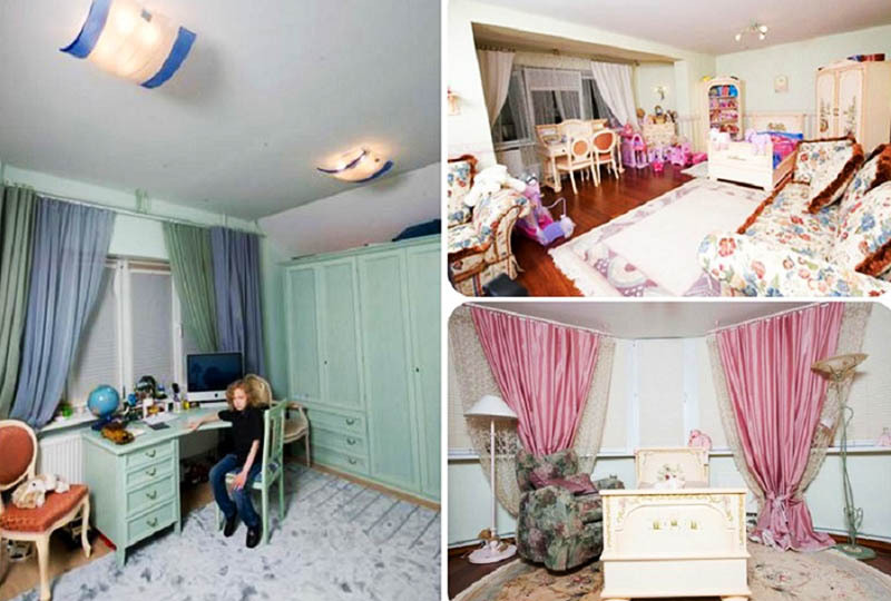 Apenas materiais ecológicos foram usados ​​para móveis e decoração de quartos infantis.