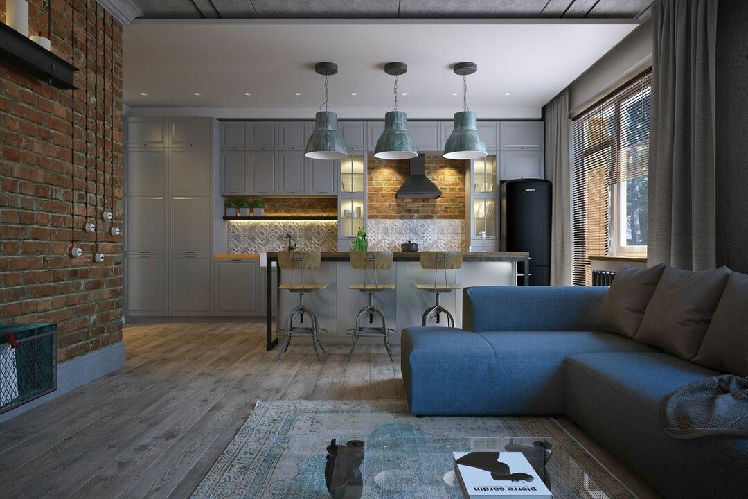 Loft-stijl keuken-woonkamer