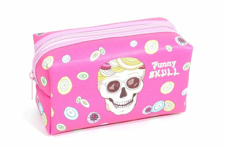 Kosmetisk väska med dragkedja Funny Skull (16x8) (PVC -låda)