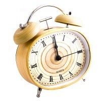 Zegar z budzikiem Drewniany, owalny