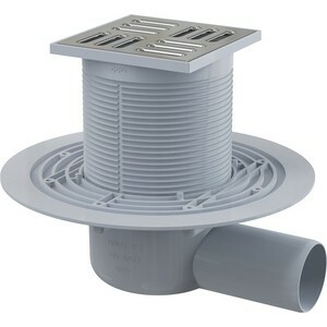 Shower drain AlcaPlast 105x105 / 50 side outlet, stainless steel, combined odor trap SMART (APV1321)