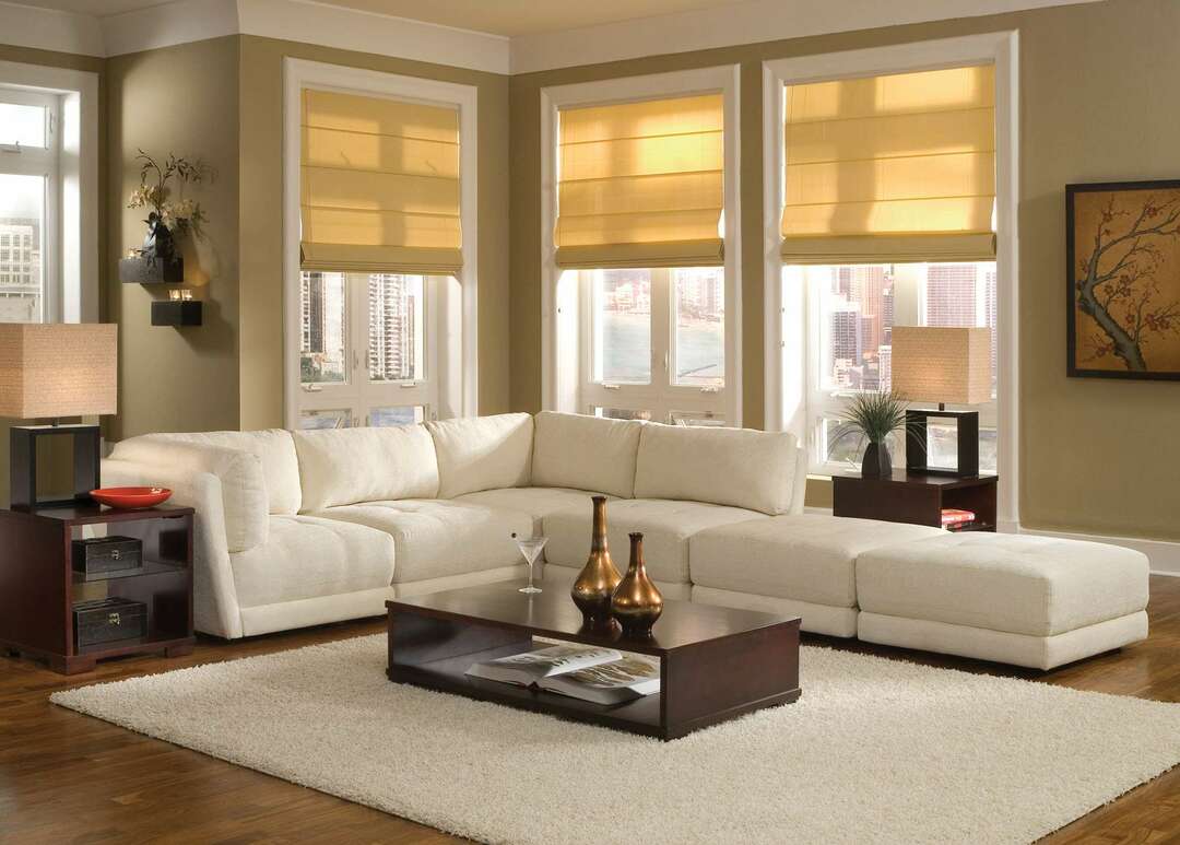 Sofa przy oknie w salonie: główne metody lokalizacji we wnętrzu pokoju