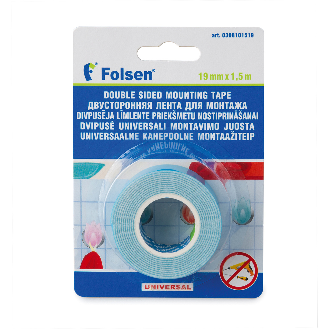 Universalklebeband zur Befestigung von Folsen 19mm * 1,5m * 1,1mm weiß