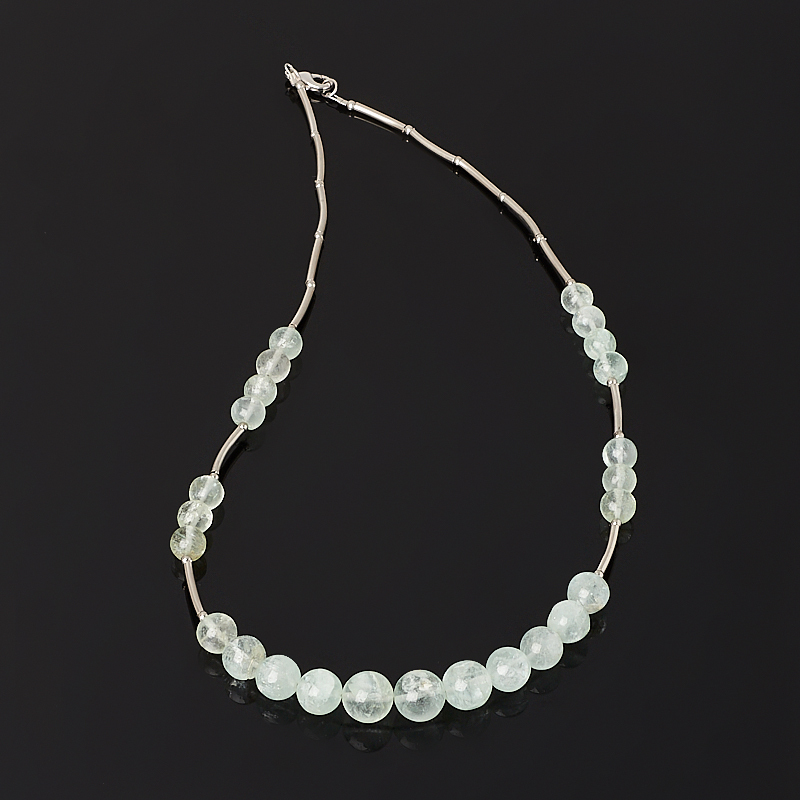 Korálky akvamarín (bij. zliatina) (náhrdelník) 46 cm