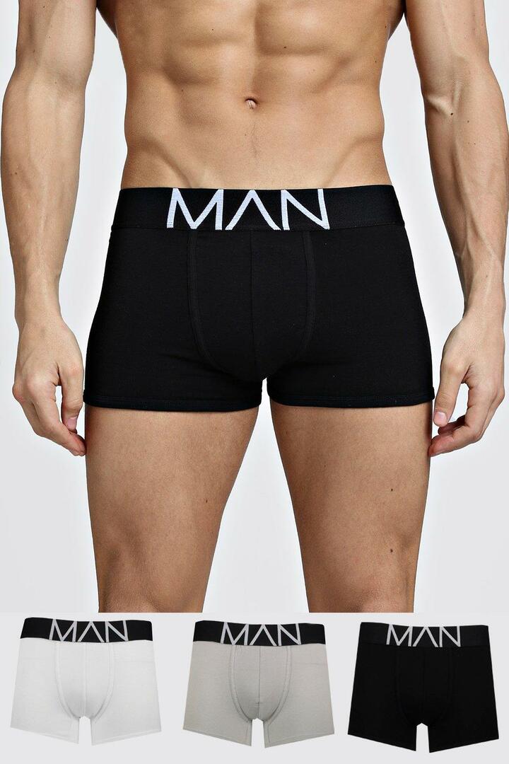 Set of three pairs of multicolored boxers with MAN logo