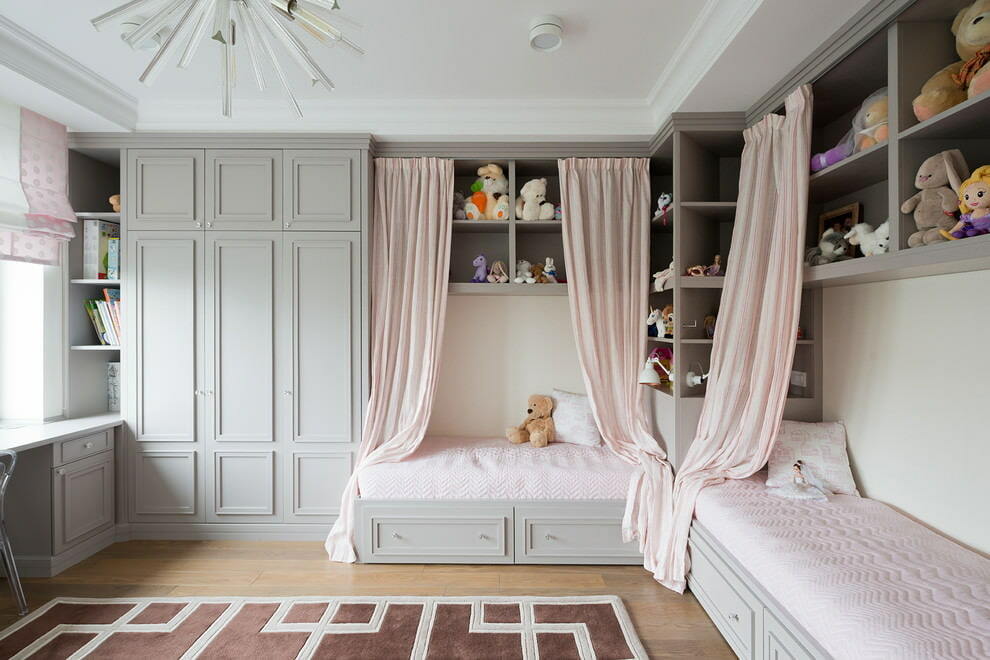 Interior decoration of a bedroom for two girls