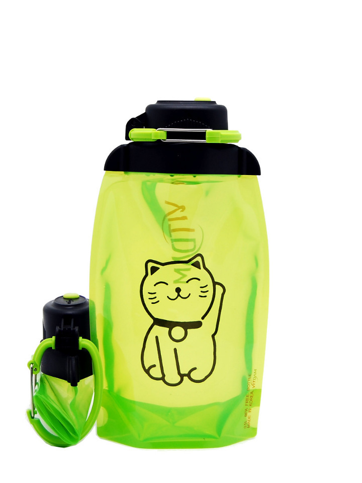 Sammenklappelig øko-flaske, gulgrøn, volumen 500 ml (artikel B050YGS-1305) med billede