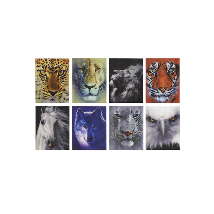 Notepad A7 40L glued together BRAUBERG Wild animals, plastic 3D cover, 128087 332324