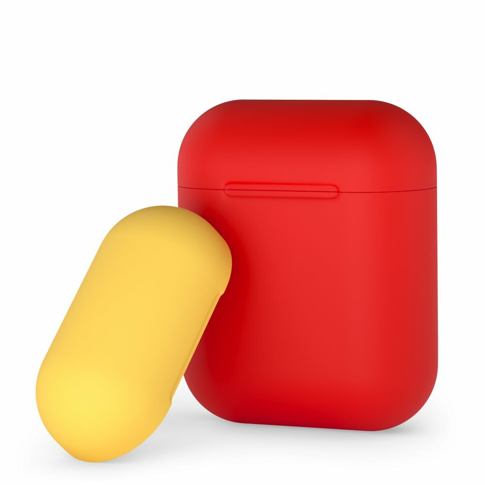 Silikonowe etui Deppa na słuchawki AirPods czerwono-żółte