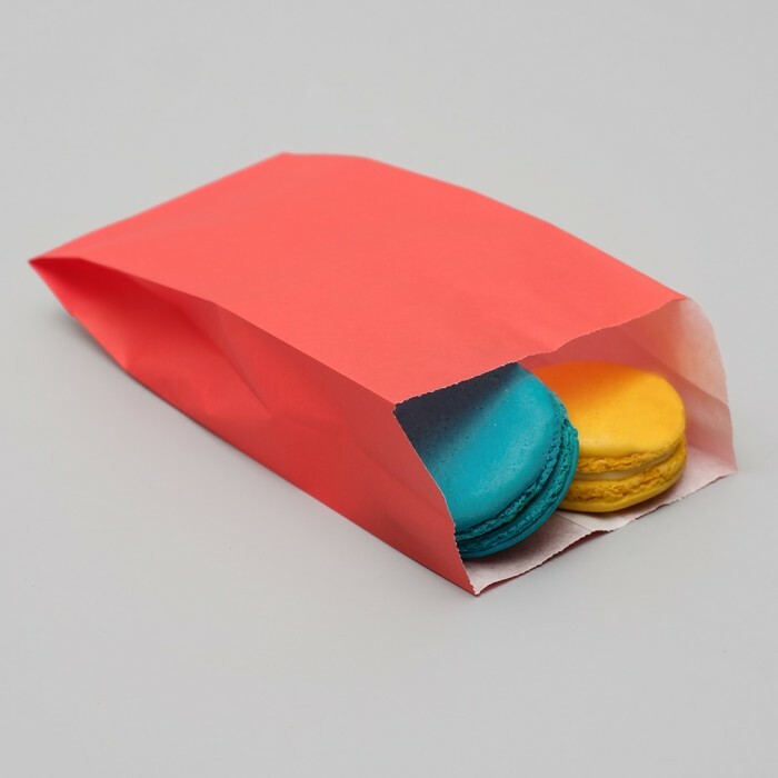 Papirnata vrečka za polnjenje, rdeča, dno v obliki črke V 20,4 x 10 x 5 cm