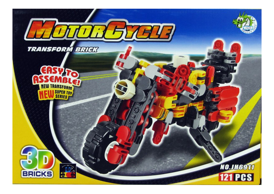 Dizaineru motociklu pūķu rotaļlietas Stripe 121 det.