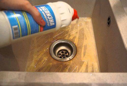 How and what to clean a sink from an artificial stone to wash off a dirt and a touch