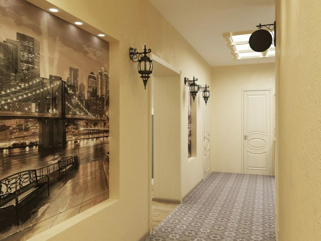 photo wallpaper in the hallway