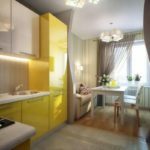 Yellow furniture in the kitchen