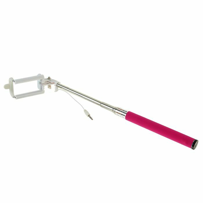 Palo para selfies, cable, 23-95 cm, cable de 15 cm, rosa