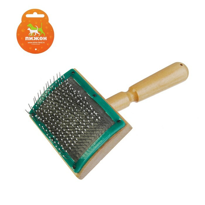 Wooden slicker brush with drops and frame, base 70x50 mm