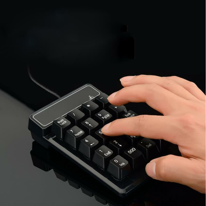 Kabelová 19 kláves Numerická klávesnice Mini odpružení Digitální klávesnice Poznámkový blok pro přenosný počítač