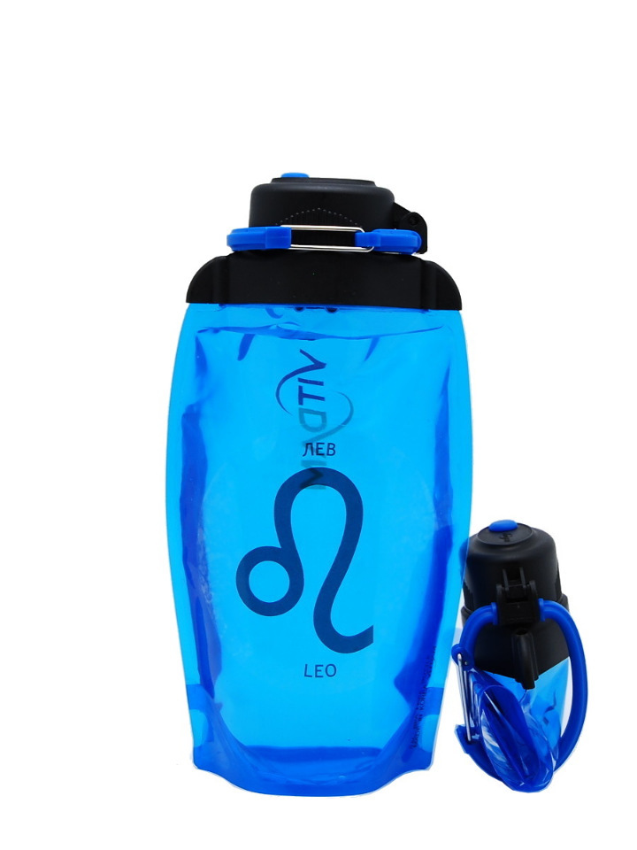 Składana butelka eko VITDAM, niebieska, pojemność 500 ml (artykuł B050BLS-1202) rysunek LEO / LEV